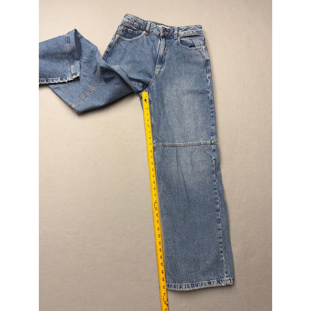 Garage Street Wide Leg Jeans Women 7 28 Blue Denim Y2K High Rise Seam Detail - Picture 8 of 10